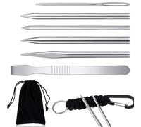 LIQWEI Lot de 6 aiguilles pour paracorde, accessoires de paracorde, outils de gabarit, outil de lissage pour lacer le cuir, aiguilles de couture pour le travail du cuir