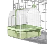 Liqzirtu Bain d'oiseaux d'intérieur avec Barre, Cage à Oiseaux, Salle de Bain, Anti-Mastication, 2 Modes de Douche, Bain Automatique | Accessoires pour élevage, Exposition, Voyage, volière, Perroquet