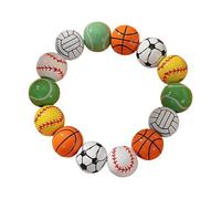 Liqzirtu Bracelet à thème sportif, bracelet de balle de sport - Bracelet de perles en bois,Accessoires pour la journée de, bijoux de bracelets pour les pom-pom girls des fans de joueurs