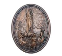 Liqzirtu Décoration en Bois Notre-Dame de Fatima - Art Religieux Sculpté 30x40cm | Sculpture en Relief en Bois, Décor Catholique Inspirant pour Maison, Chambre ou Salon de Prière