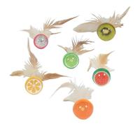Liqzirtu Jouet pour Chats en Boule avec Plumes, Boule Interactive avec Design de Fruits pour Chats, Lot de 6 pièces, Jouet pour Chatons, pour taquiner, Mordre, rapporter, Lancer, chasser et