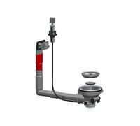 LIRA Bonde Automatique d'évier Satin avec Gain de Place et trop Plein rectangulaire et Bouton Poussoir chromé