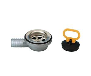 LIRA Bonde évier INOX coudée à emboîtement par tétine, Sortie diamètre 25 mm