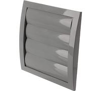 LIRAST 190x190mm / Ø 125mm Grise Grille de Ventilation en Plastique avec Lamelles Mobiles - Grill D'aération avec Moustiquaire