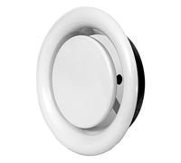 LIRAST Anémostat en métal blanc Ø 150 mm - Valve à disque - Valve de ventilation ronde avec anneau de montage