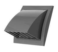 LIRAST Grille d’aération grise Ø 100 mm en plastique avec clapet anti-retour et protection contre les intempéries