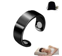 Lircofi Sömni Bague pour femme ménopause, bague magnétique réglable pour la thérapie magnétique, aide au sommeil, réduction de la fatigue, fabriquée pour hommes et femmes, noire, Acier inoxydable, /