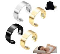 Lircofi Sömni Bague pour femme ménopause, bague magnétique réglable pour la thérapie magnétique, aide au sommeil, réduction de la fatigue, fabriquée pour hommes et femmes, noire, Acier inoxydable, /