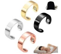 Lircofi Sömni Bague pour femme ménopause, bague magnétique réglable pour la thérapie magnétique, aide au sommeil, réduction de la fatigue, fabriquée pour hommes et femmes, noire, Acier inoxydable, /