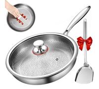 Lircofi Tovara TitaniumPro - Poêle à découper Titanium Pro non revêtue - 26/28/30 cm - Avec couvercle - Poêle en titane anti-adhésive - Pour toutes les plaques de cuisson - 28 cm (avec couvercle)
