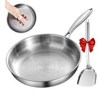 Lircofi Tovara TitaniumPro - Poêle à découper Titanium Pro non revêtue - 26/28/30 cm - Avec couvercle - Poêle antiadhésive en titane - Pour toutes les plaques de cuisson (30 cm (sans couvercle)