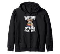 Lire des livres Boire du café Pet Dogs Fight Evil Bookworm Dog Sweat à Capuche