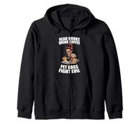 Lire des livres Boire du café Pet Dogs Fight Evil Bookworm Dog Sweat à Capuche