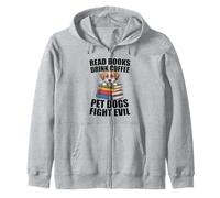 Lire des livres Boire du café Pet Dogs Fight Evil Bookworm Dog Sweat à Capuche