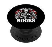 Lire des Livres Interdits Squelette Lecture Gothique Littérature Junkie PopSockets PopGrip Adhésif
