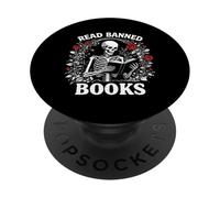 Lire des Livres Interdits Squelette Lecture Gothique Littérature Junkie PopSockets PopGrip Adhésif