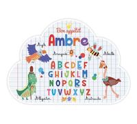 Lire et dire - Set de Table prénom Forme Nuage- Ambre- (Recto & Verso) - Bon appétit - Dessins Animaux - 29x41 cm