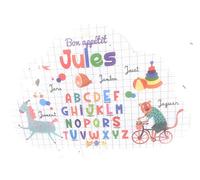 Lire et dire - Set de Table prénom Forme Nuage- Jules- (Recto & Verso) - Bon appétit - Dessins Animaux - 29x41 cm