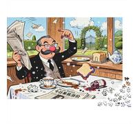 Lire Le Journal au Petit déjeuner Puzzle en Bois Imperméable Puzzles De 1000 Pièces pour Adultes Coloré De Décoration pour La Maison