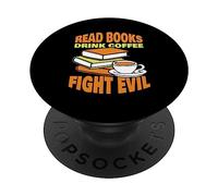 Lire Les Livres Boire du Café Combattre Le Mal Livre Lecture PopSockets PopGrip Adhésif
