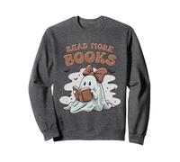 Lire Plus de Livres Bow Shirt Cute Ghost Reading Halloween Sweatshirt
