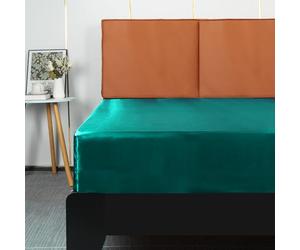 Lirex Drap Housse Satin 200x200cm, pour Matelas Jusqu'à 35 cm, Drap de lit en Satin de Soie Polyester Lisse Respirant, Bleu Vert