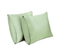 Lirex Lot de 2 Taie Oreiller 50 x 50 cm, 100% Coton, Taie d'oreiller Respirantes, Certification Oeko-TEX, Vert Herbe Clair