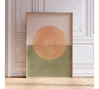 LIRHIQYGF Impression sur toile « Soleil levant et oiseaux », affiche minimaliste pour la décoration murale d'un salon moderne (20 x 30 cm, sans cadre).