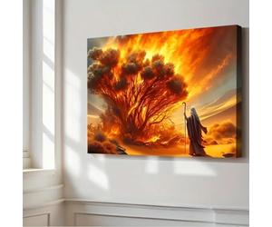 LIRHIQYGF Reproduction sur toile du Buisson ardent de Moïse, peinture biblique religieuse du miracle du désert (70 x 100 cm/avec cadre)