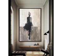 LIRHIQYGF Tableau noir représentant le dos d'une danseuse solitaire, idéal pour la décoration murale de votre salon (70x100cm/encadré).
