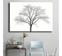 LIRHIQYGF Tableau sur toile, croquis d'arbre sans feuilles en noir et blanc, décoration murale nature moderne (60 x 90 cm/sans cadre)