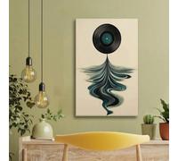 LIRHIQYGF Tableau sur toile, impression murale disque vinyle, peinture abstraite vague musicale, œuvre d'art musicale rétro (60 x 80 cm/avec cadre)