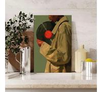 LIRHIQYGF Tableau sur toile représentant un homme noir en vinyle, portrait musical rétro, affiche de musique vinyle (40 x 50 cm/sans cadre)