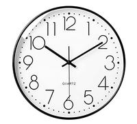 LiRiQi Horloge Murale Silencieuse sans tic-tac Quartz Ronde Pendules Murales pour Salon Cuisine Bureau, Horloge Murale Design Moderne pour Scolaire Bureau Domicile Salle de uisine(Noir, 30 cm)