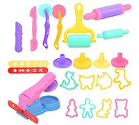 LiRiQi Outils de Pâte À Modeler, 22 Pcs Emporte-pièces Moules Kit pour Argile Pâte à Modeler Coupeurs de Biscuits pour Enfants, Moules pour Modeler Les Extrudeuses (Couleur Aléatoire)
