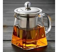 LiRiQi Théière en verre avec passoire à thé en acier inoxydable amovible, 950ml Grande théière transparente en verre résistant à la chaleu, théière sur cuisinière, Idéal pour le thé et le café