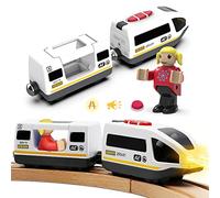 LiRiQi Train de locomotives à Piles (Connexion magnétique) - Train Électrique Haute Vitesse Compatible avec Thomas, Brio, Rails en Bois et Train, Cadeaux Jouet pour Tout-Petits Enfants