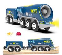 LiRiQi Train de locomotives à Piles, Ensemble de Jouets Magnétique de Train électrique pour Voie Ferrée en Bois Compatible avec Thomas, Brio, Jouet pour Tout-Petits Enfants garçon