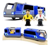 LiRiQi Train de locomotives à Piles, Ensemble de Jouets Magnétique électrique pour Voie Ferrée en Bois Compatible avec Thomas, Brio pour Tout-Petits Enfants garçon