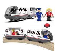 LiRiQi Train de locomotives à Piles, Ensemble de Jouets Magnétique électrique pour Voie Ferrée en Bois Compatible avec Thomas, Brio pour Tout-Petits Enfants garçon Filles