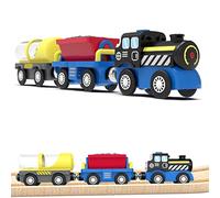 LiRiQi Train de Locomotives à Piles, Ravitaillement et Électrique Haute Vitesse - Circuit en Bois Compatible avec Rails pour Enfants - Voiture Jouet pour Tout-Petits