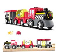 LiRiQi Train de Locomotives à Piles, Ravitaillement et Électrique Haute Vitesse - Compatible Avec Rails en Bois - Voiture Jouet pour Enfants et Tout-Petits