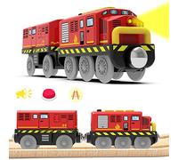 LiRiQi Treno Elettrico per Bambini, Rail Treno passeggeri, Locomotiva ad Azione a Batteria, Set di proiettili per Motore Compatibile Thomas Brio, Giocattolo educativo Regali Bambini, Rouge