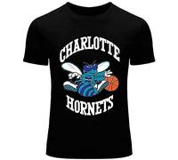 LIROHUIH WUGU Men's Charlotte Hornets Black T-ShirtBlack T-Shirts à Manches Courtes(Small)