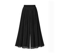 LIROMA Pantalon Fluide Femme Été,Pantalon Large en Mousseline De Soie pour Femme Pantalon Palazzo Uni Plissé Élastiqué Taille Haute Pantalon D'Été Élégant Pantalon Court Ample Pantalon Droit Panta
