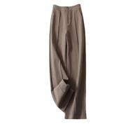 LIROMA Pantalon Large pour Femme De Bureau, Pantalon Palazzo Taille Haute en Laine Mélangée, Pantalon De Bureau Élégant, Pantalon À Enfiler, Hiver Chaud, Jambe Droite, Pantalon De Salon, Café