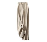 LIROMA Pantalon Large pour Femme De Bureau, Pantalon Palazzo Taille Haute en Laine Mélangée, Pantalon De Bureau Élégant, Pantalon À Enfiler, Hiver Chaud, Jambe Droite, Pantalon De Salon, Beige