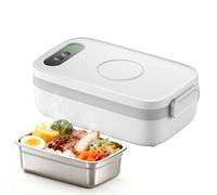 LIROPAU Boîte à déjeuner électrique, portable, 1 l, avec minuterie et fonction de chauffage réglable, pour le travail, la famille, le camping, le bureau, la voiture, les voyages, les chantiers de