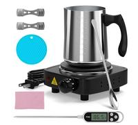 LIROPAU Kit de fabrication de bougies avec plaque chauffante électronique, appareil de fusion de cire pour fabrication de bougies, pot d'arrosage, pot de cire avec thermomètre, cuillère mélangeuse
