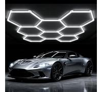 LIROPAU Luminaire de Garage à LED en nid d'abeille 8-Hex, 280W 6500K | Plafonnier LED Hexagonal pour Garage, 39200LM, DIY Déformable Hexagonal pour Atelier, Entrepôt, Sous-Sol, Salle de Sport